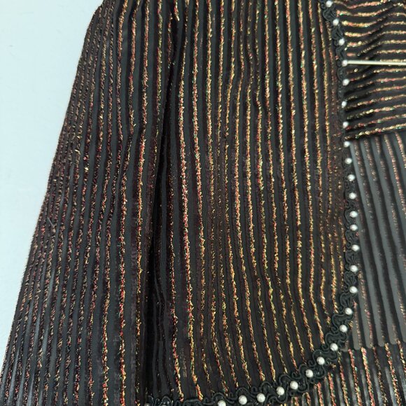 Fancy Black Shrug with Glitter Stripes and Pearl Trim - Picture 4 of 5